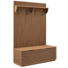 Modway Render Fluted 3-in-1 Hall Tree With Storage Bench and Coat Rack  