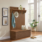 Modway Render Fluted 3-in-1 Hall Tree With Storage Bench and Coat Rack