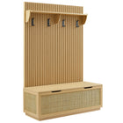 Modway Soma Fluted 3-in-1 Hall Tree With Storage Bench and Coat Rack  