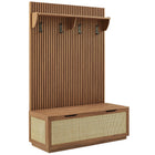 Modway Soma Fluted 3-in-1 Hall Tree With Storage Bench and Coat Rack  