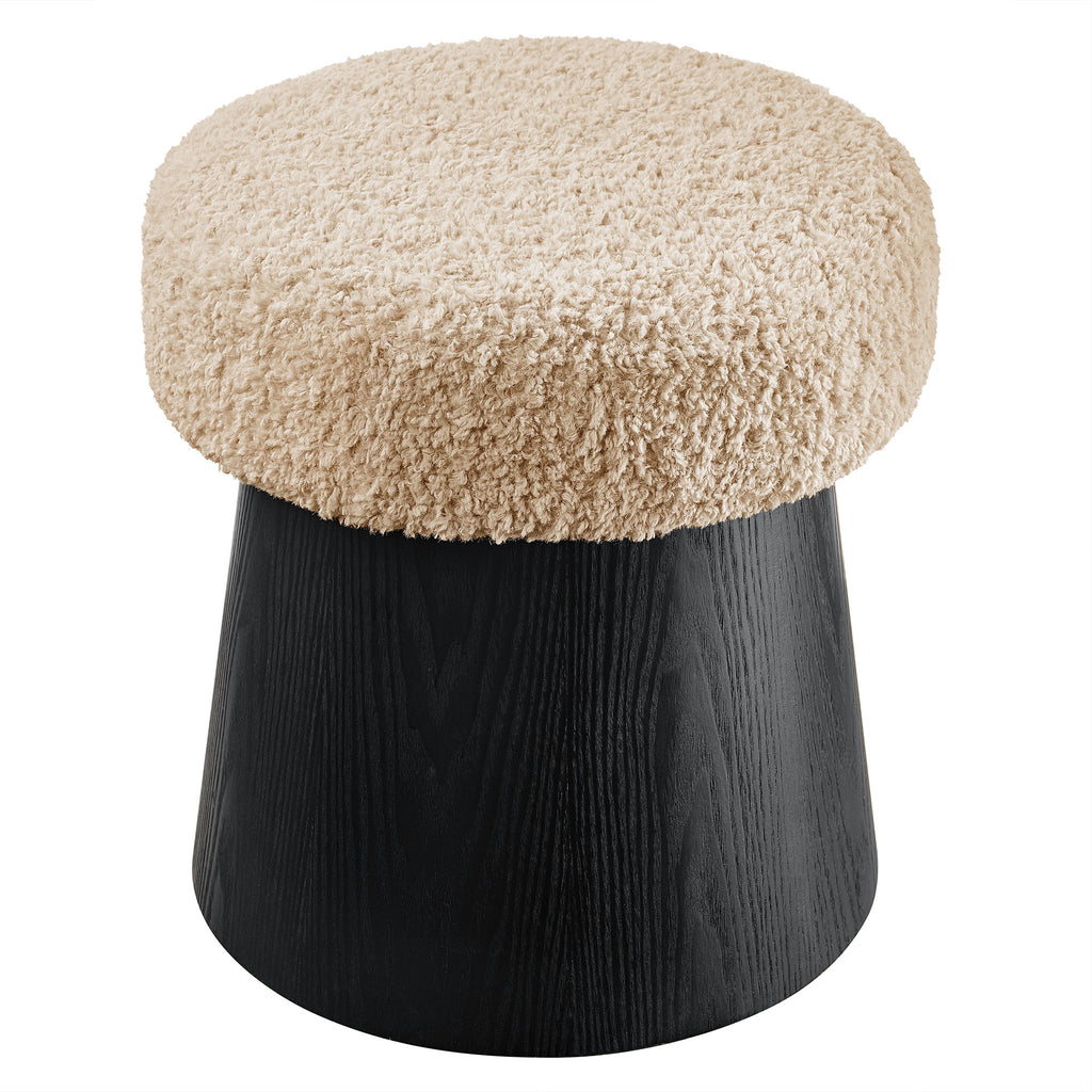 Modway Ketra Round Faux Shearling Ottoman Footstool