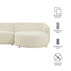 Modway Monica 2 Piece Right Facing Boucle Fabric Modular Sofa with Chaise