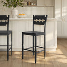 Modway Jax Oak Wood Bar Stool With Wavy Razor Back