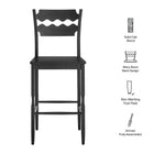 Modway Jax Oak Wood Bar Stool With Wavy Razor Back