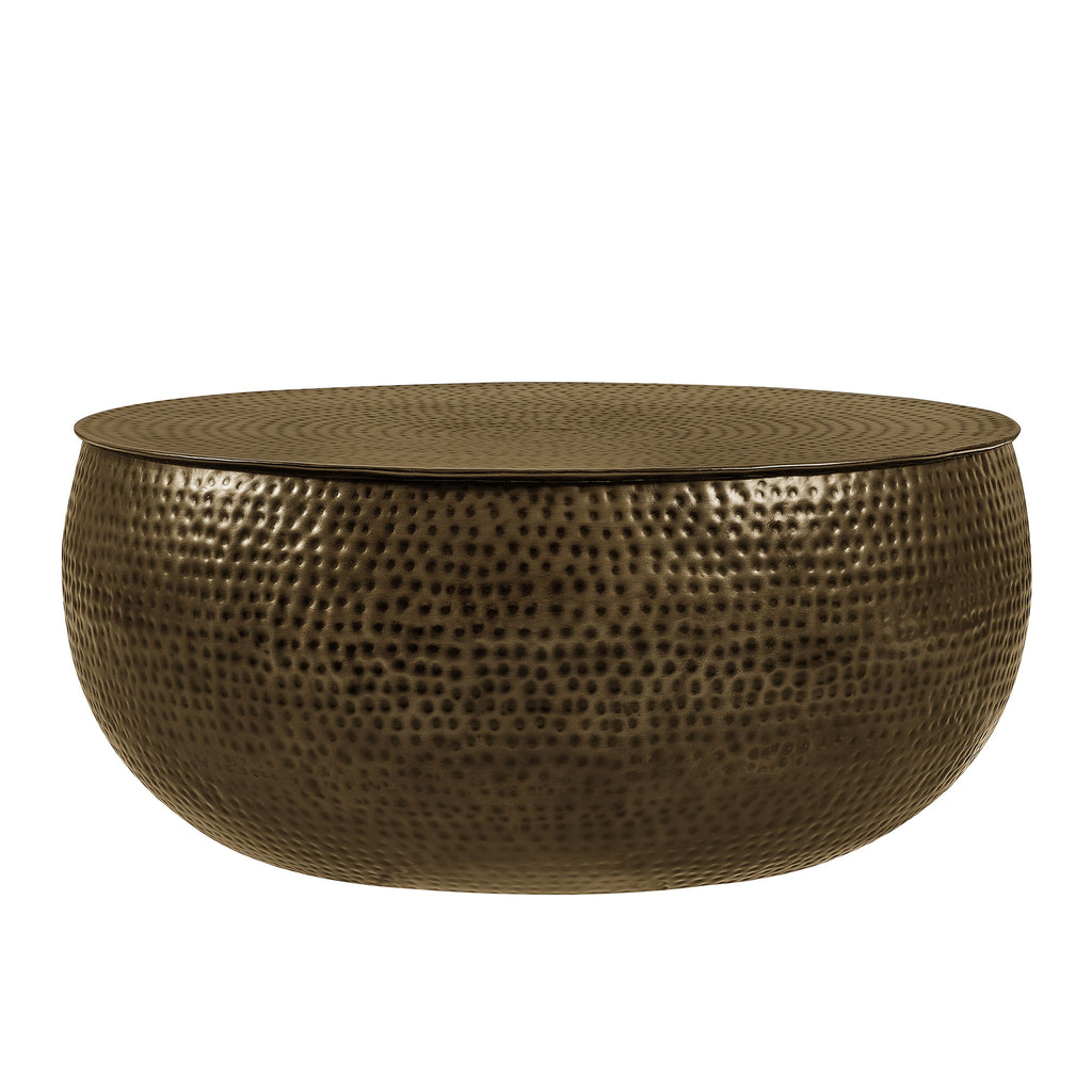 Modway Tobin 35 Inch Hammered Metal Round Drum Coffee Table