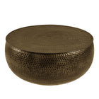 Modway Tobin 35 Inch Hammered Metal Round Drum Coffee Table