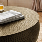 Modway Tobin 35 Inch Hammered Metal Round Drum Coffee Table