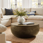 Modway Tobin 35 Inch Hammered Metal Round Drum Coffee Table