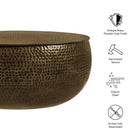 Modway Tobin 35 Inch Hammered Metal Round Drum Coffee Table