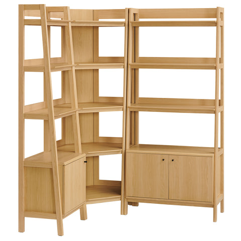 Modway Bixby 3 Piece Corner Bookshelf Set With Wide and Narrow Bookshelves  
