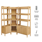 Modway Bixby 3 Piece Corner Bookshelf Set With Wide and Narrow Bookshelves