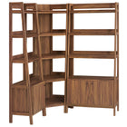 Modway Bixby 3 Piece Corner Bookshelf Set With Wide and Narrow Bookshelves  