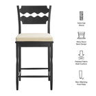 Modway Jax Oak Wood Counter Stool With Wavy Razor Back and Cushion