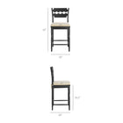 Modway Jax Oak Wood Counter Stool With Wavy Razor Back and Cushion