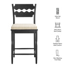 Modway Jax Oak Wood Counter Stool With Wavy Razor Back and Cushion