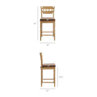 Modway Jax Oak Wood Counter Stool With Wavy Razor Back and Cushion