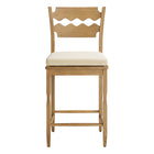 Modway Jax Oak Wood Counter Stool With Wavy Razor Back and Cushion