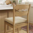 Modway Jax Oak Wood Counter Stool With Wavy Razor Back and Cushion