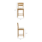 Modway Jax Oak Wood Counter Stool With Wavy Razor Back and Cushion