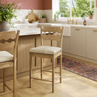 Modway Jax Oak Wood Counter Stool With Wavy Razor Back and Cushion