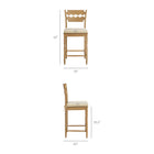 Modway Jax Oak Wood Counter Stool With Wavy Razor Back and Cushion
