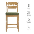 Modway Jax Oak Wood Counter Stool With Wavy Razor Back and Cushion