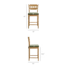 Modway Jax Oak Wood Counter Stool With Wavy Razor Back and Cushion