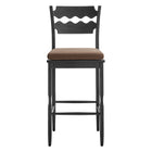 Modway Jax Oak Wood Bar Stool With Wavy Razor Back and Cushion