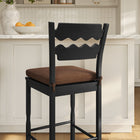 Modway Jax Oak Wood Bar Stool With Wavy Razor Back and Cushion