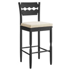 Modway Jax Oak Wood Bar Stool With Wavy Razor Back and Cushion