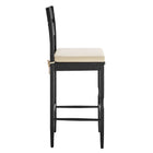Modway Jax Oak Wood Bar Stool With Wavy Razor Back and Cushion