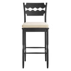 Modway Jax Oak Wood Bar Stool With Wavy Razor Back and Cushion