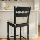 Modway Jax Oak Wood Bar Stool With Wavy Razor Back and Cushion