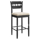 Modway Jax Oak Wood Bar Stool With Wavy Razor Back and Cushion