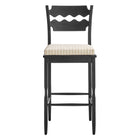 Modway Jax Oak Wood Bar Stool With Wavy Razor Back and Cushion
