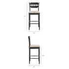 Modway Jax Oak Wood Bar Stool With Wavy Razor Back and Cushion
