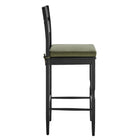 Modway Jax Oak Wood Bar Stool With Wavy Razor Back and Cushion
