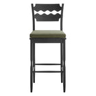 Modway Jax Oak Wood Bar Stool With Wavy Razor Back and Cushion