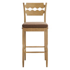 Modway Jax Oak Wood Bar Stool With Wavy Razor Back and Cushion