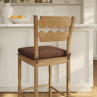 Modway Jax Oak Wood Bar Stool With Wavy Razor Back and Cushion