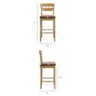Modway Jax Oak Wood Bar Stool With Wavy Razor Back and Cushion