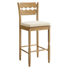 Modway Jax Oak Wood Bar Stool With Wavy Razor Back and Cushion