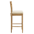 Modway Jax Oak Wood Bar Stool With Wavy Razor Back and Cushion