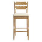 Modway Jax Oak Wood Bar Stool With Wavy Razor Back and Cushion