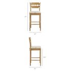 Modway Jax Oak Wood Bar Stool With Wavy Razor Back and Cushion