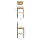 Modway Jax Oak Wood Bar Stool With Wavy Razor Back and Cushion