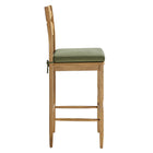 Modway Jax Oak Wood Bar Stool With Wavy Razor Back and Cushion
