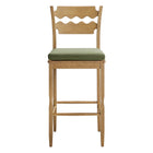 Modway Jax Oak Wood Bar Stool With Wavy Razor Back and Cushion