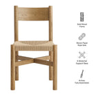 Modway Alvia Oak Wood Dining Side Chair With Woven Seat