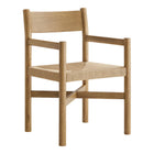 Modway Alvia Oak Wood Dining Armchairs With Woven Seats Set of 2
